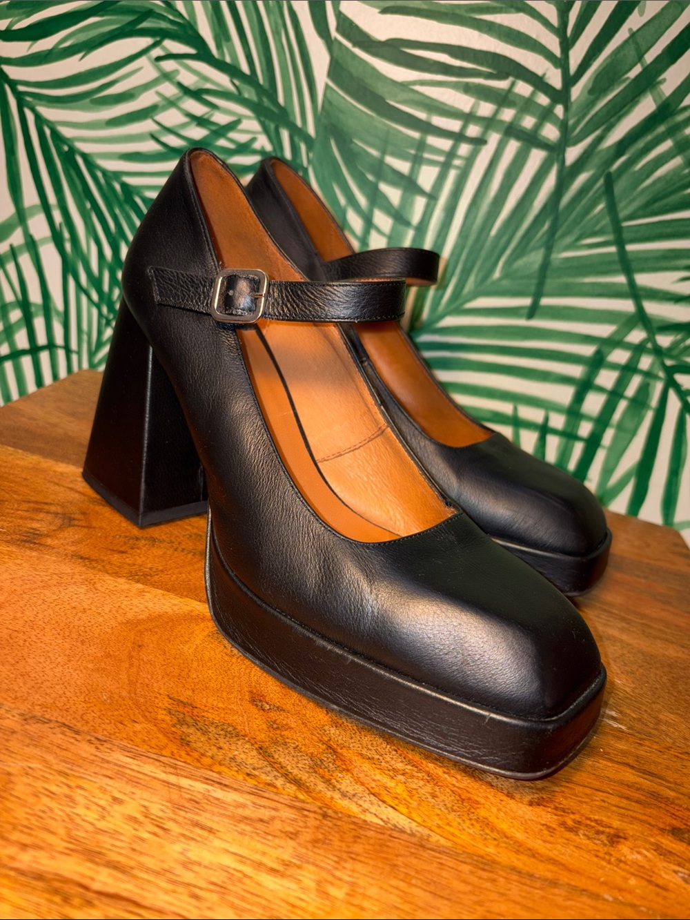Angel Alarcon Black Leather Platform Maryjane’s Women’s 40/9-9.5 Spain